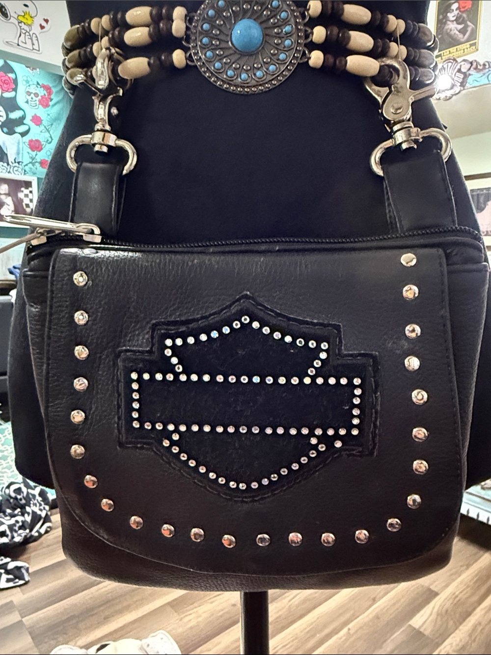 Black Studded Mini Crossbody Bag - Unbranded